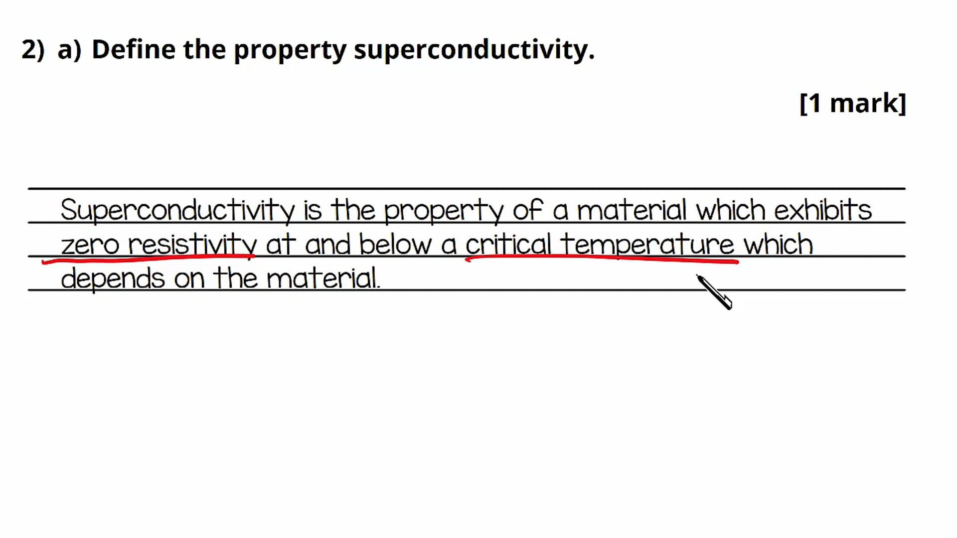 Superconductivity Exam Question