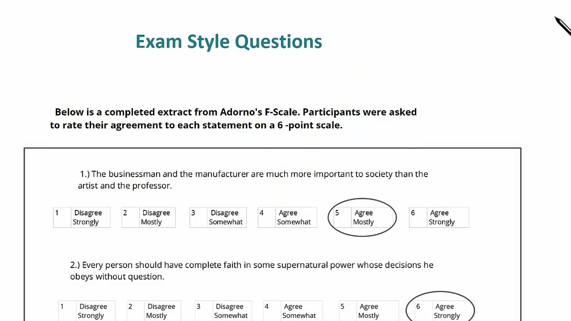 The Authoritarian Personality Exam Questions