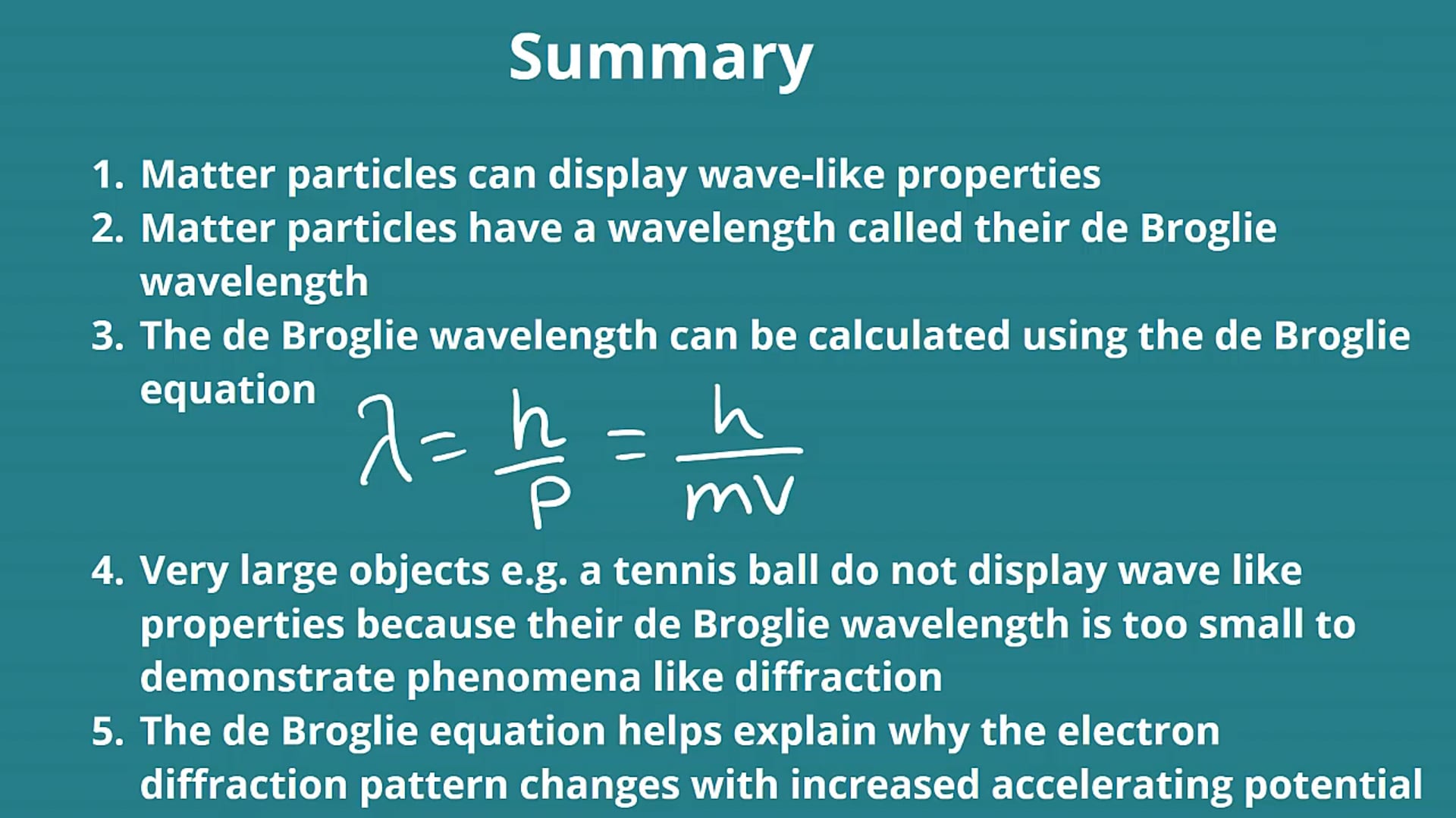 The de Broglie Wavelength of Larger Particles