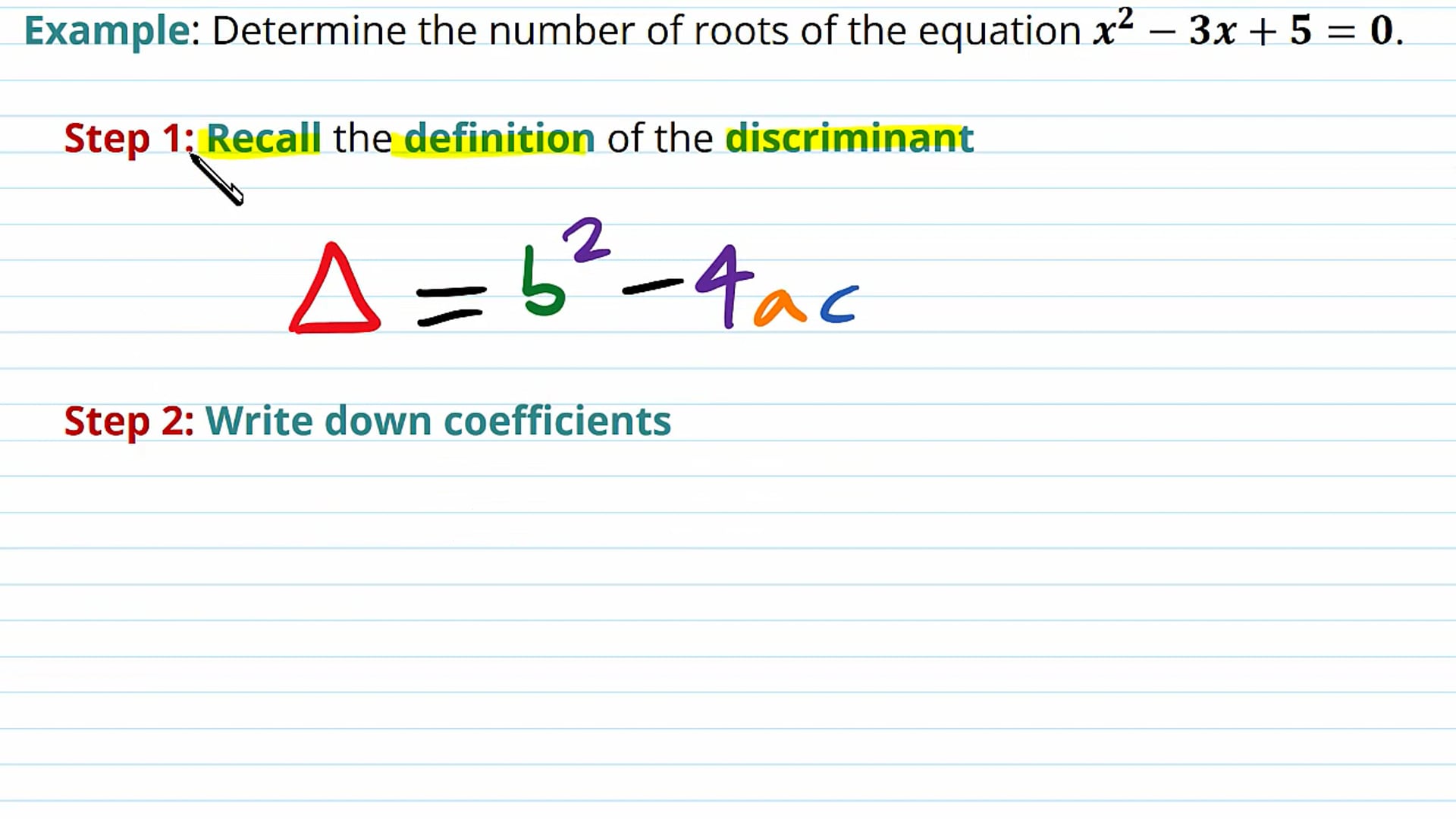 The Discriminant of a Quadratic Function Examples
