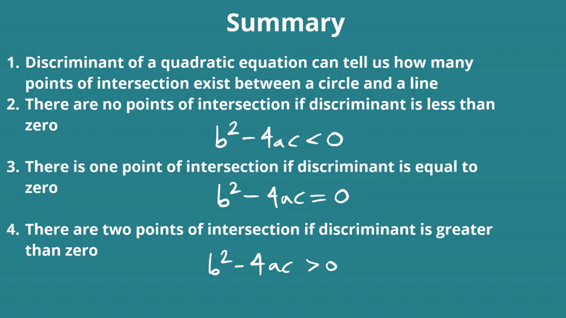 The Intersections Between Straight Lines and Circles Examples