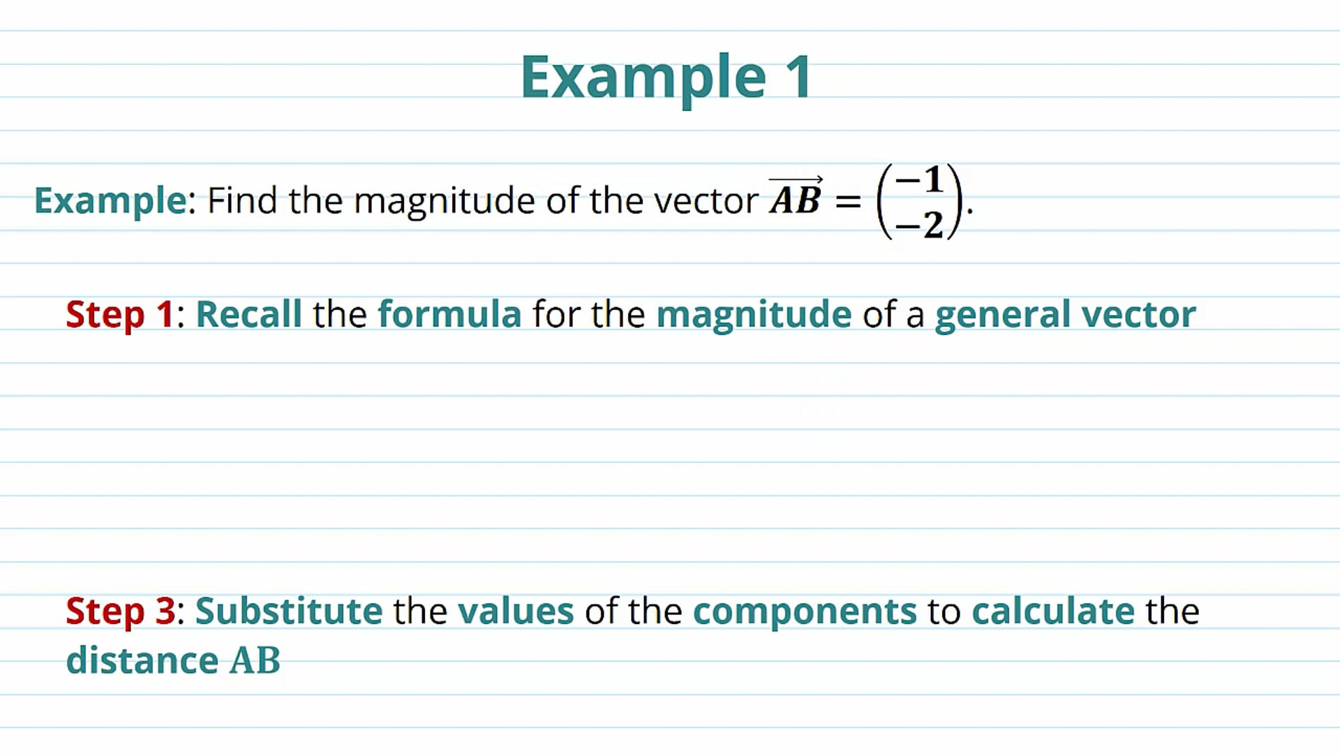 The Properties of Vectors Examples