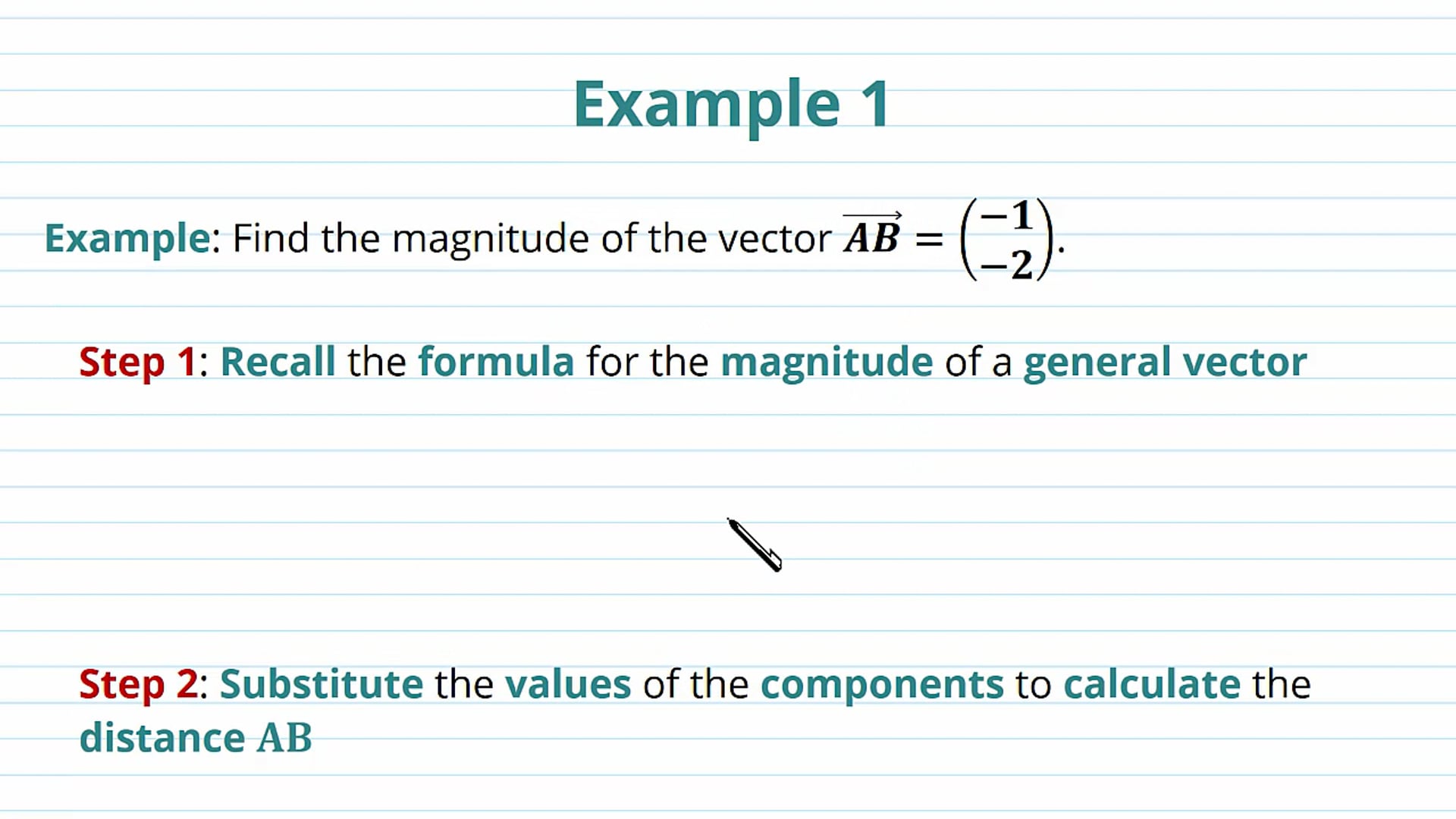 The Properties of Vectors Examples