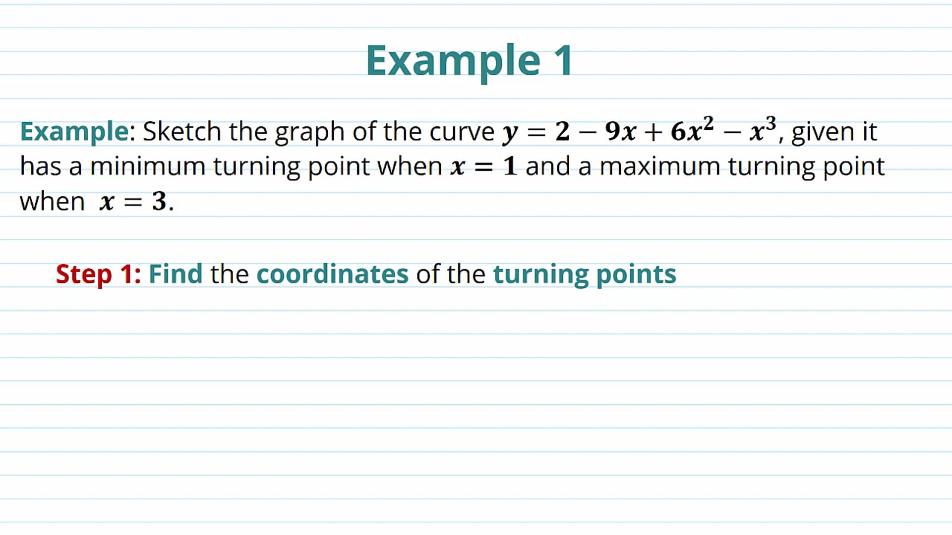 Turning Points in Curve Sketching Examples