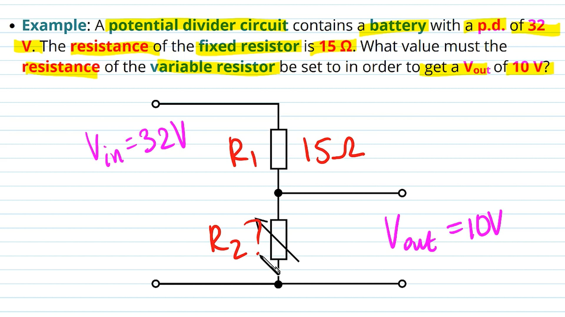 Using a Potential Divider to Produce a Varying Vout