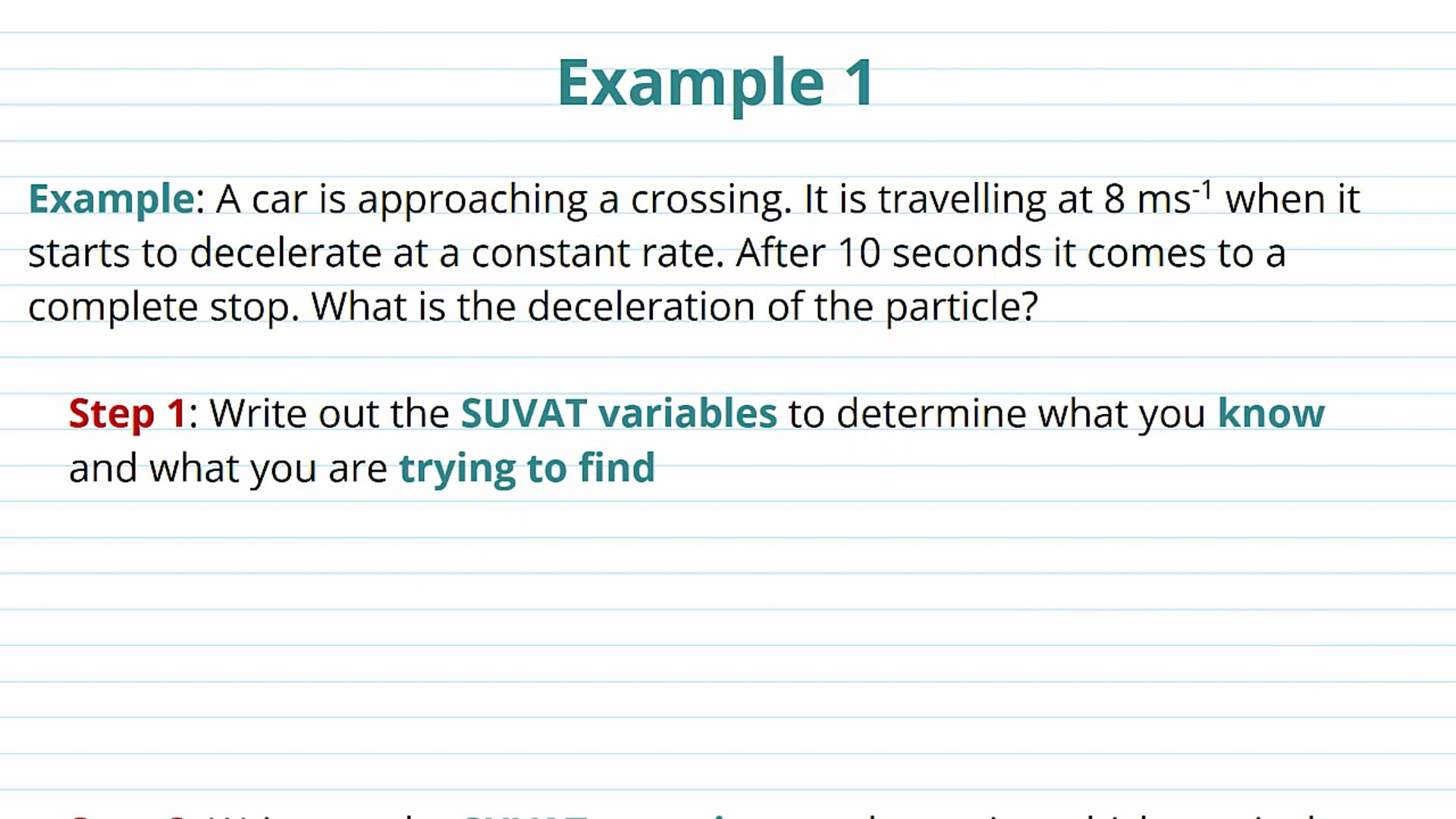 Using SUVAT Equations Examples