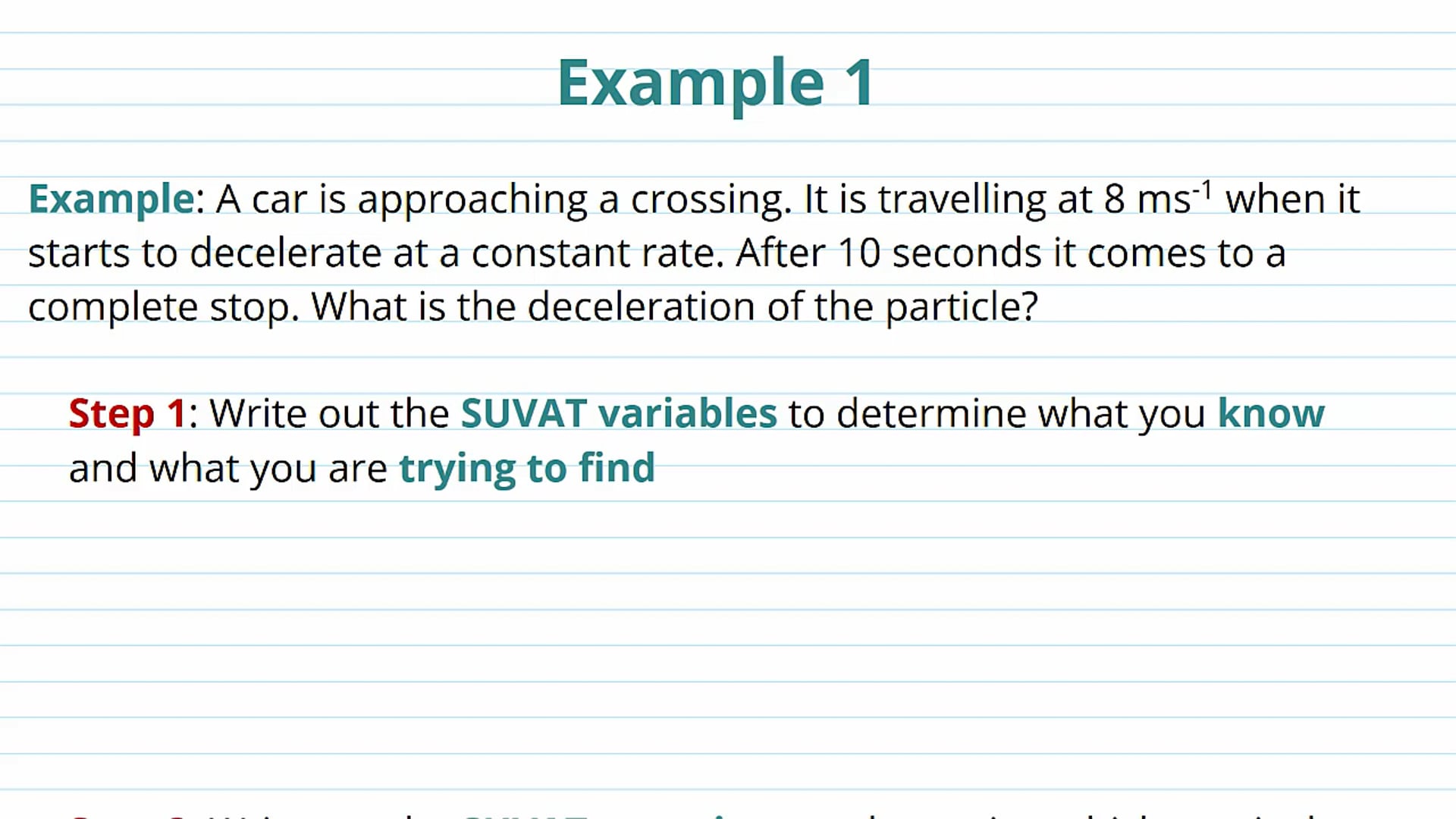 Using SUVAT Equations Examples