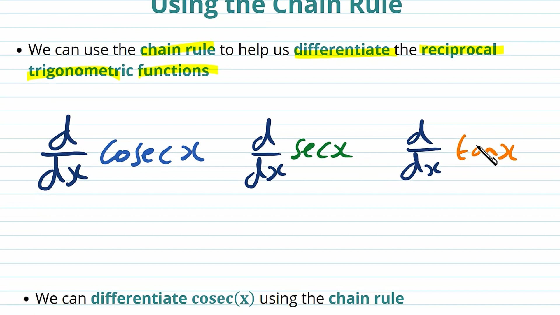 Using the Chain Rule to Differentiate Trigonometric Functions