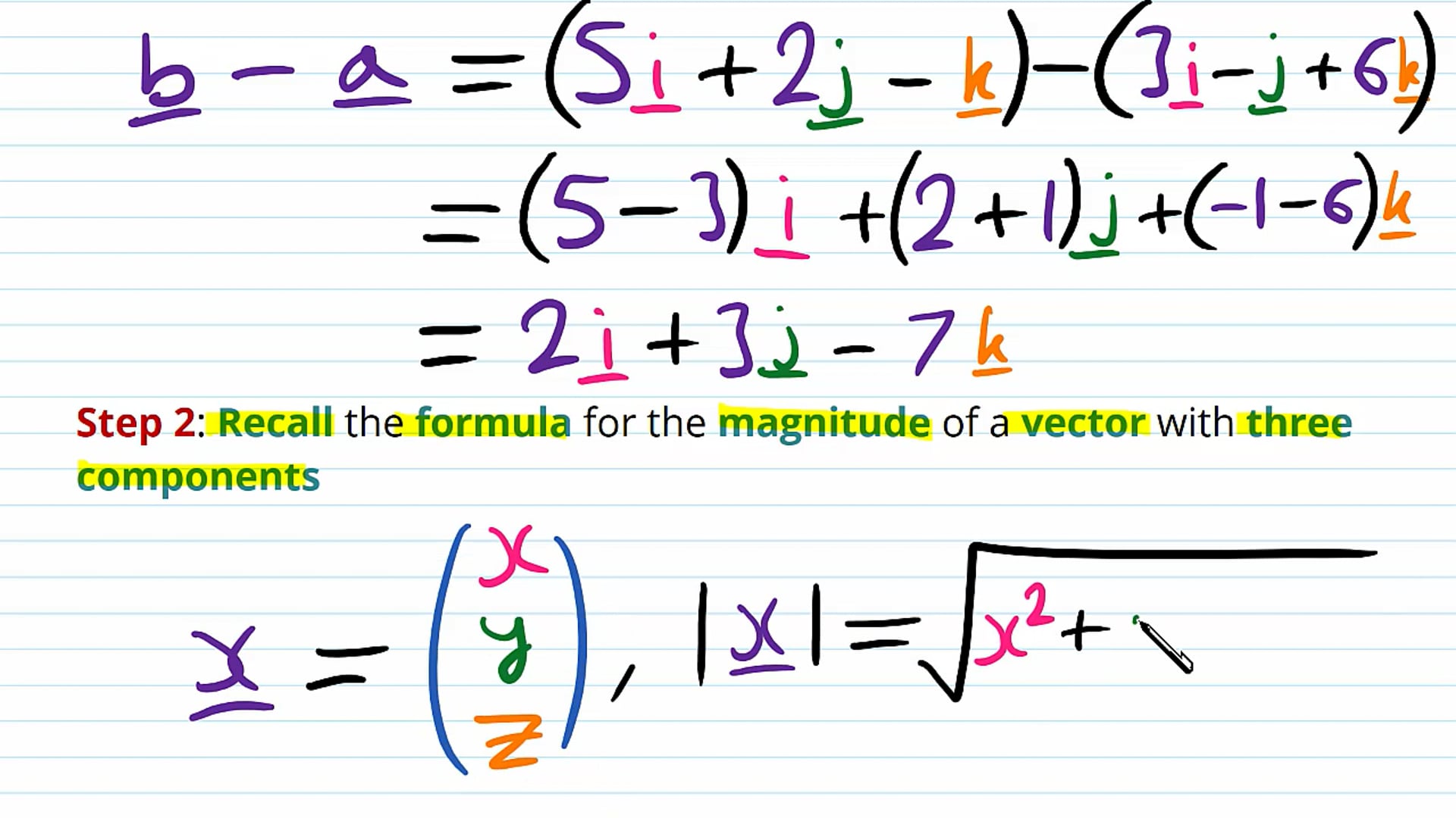 Vectors in Three Dimensions Examples