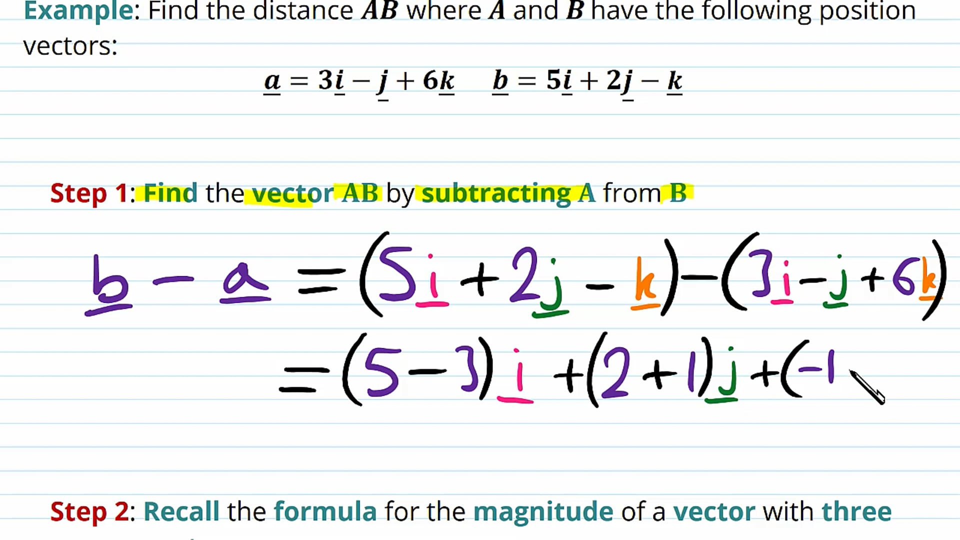 Vectors in Three Dimensions Examples