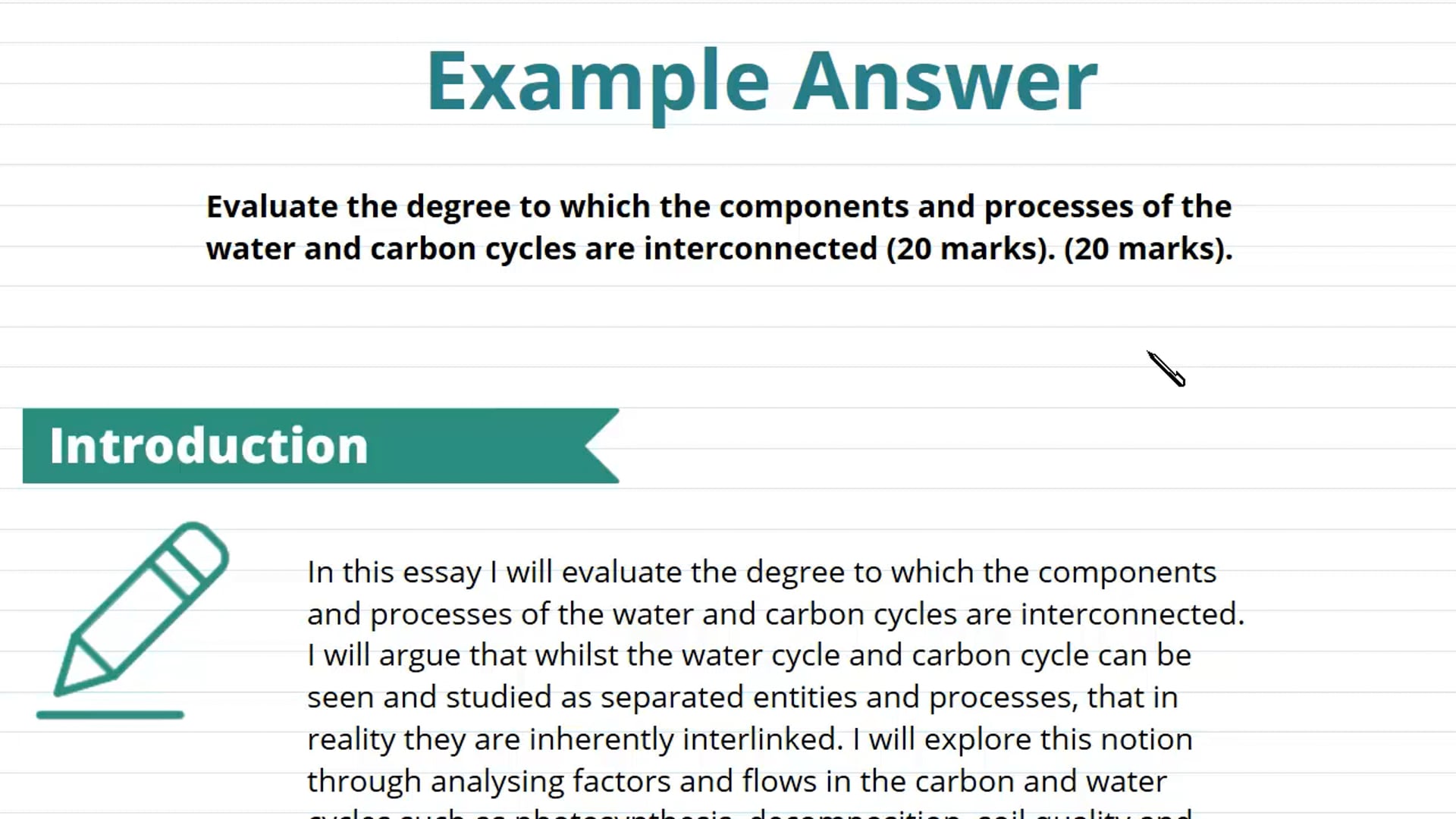 Water & Carbon Cycle Case Study Exam Question (Part 2)