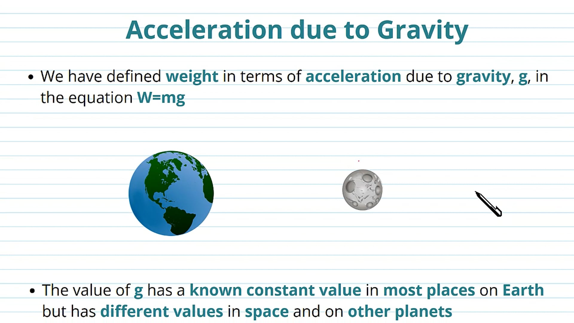 Weight and Acceleration due to Gravity
