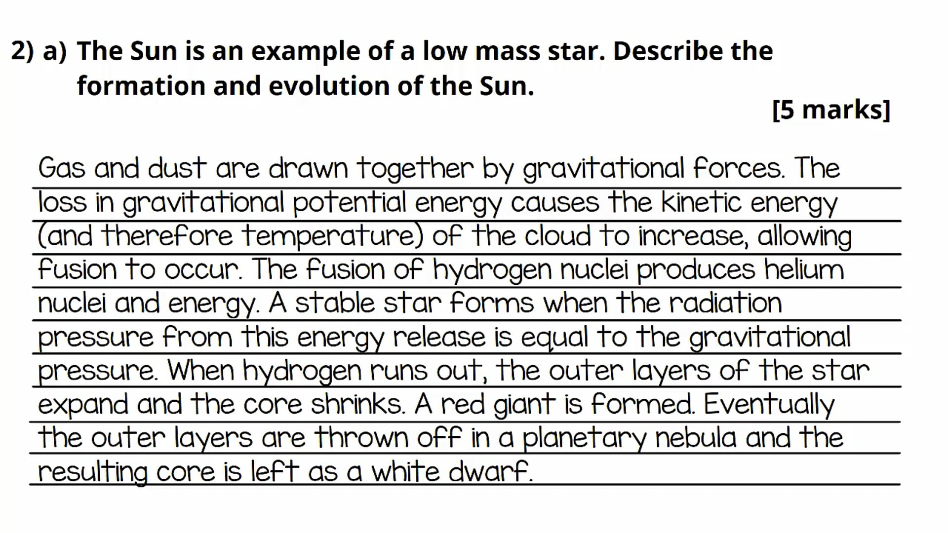 White Dwarfs Exam Question