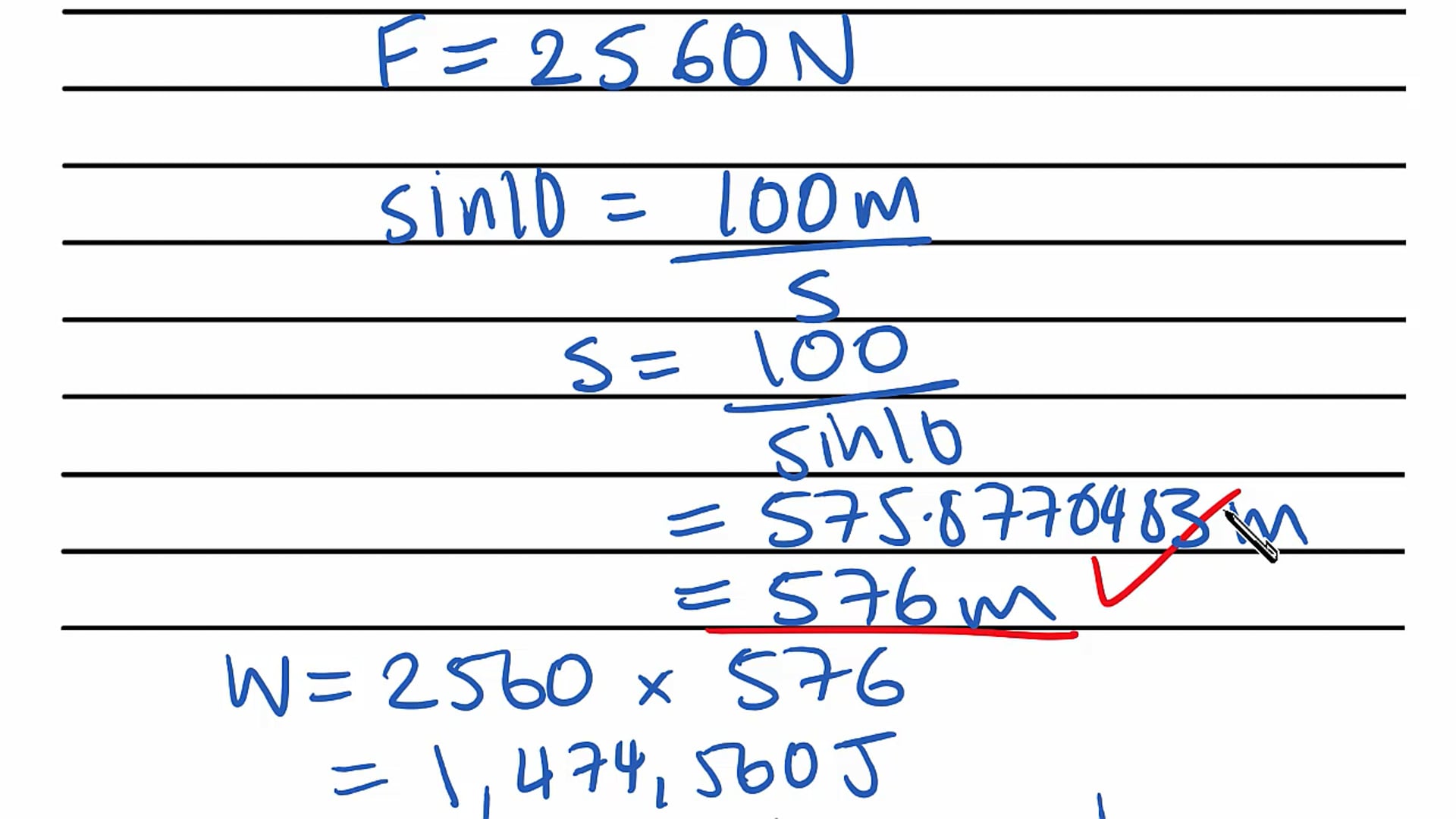 Work Done Exam Question
